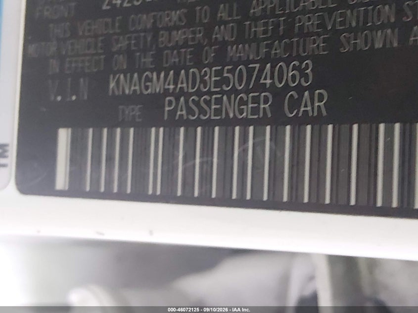 KIA OPTIMA HYBRID 2014 VIN KNAGM4AD3E5074063