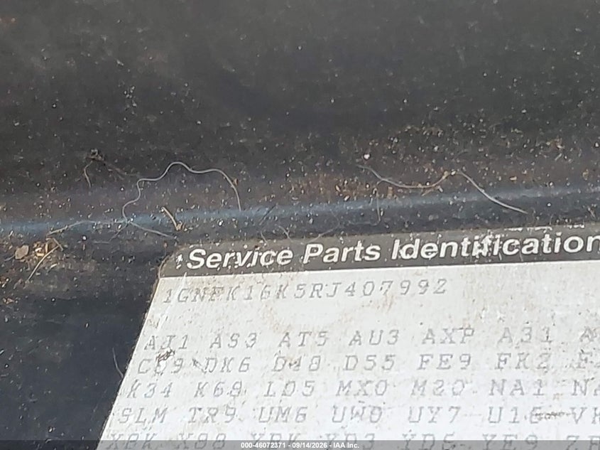 CHEVROLET SUBURBAN 1994 VIN 1GNFK16K5RJ407992
