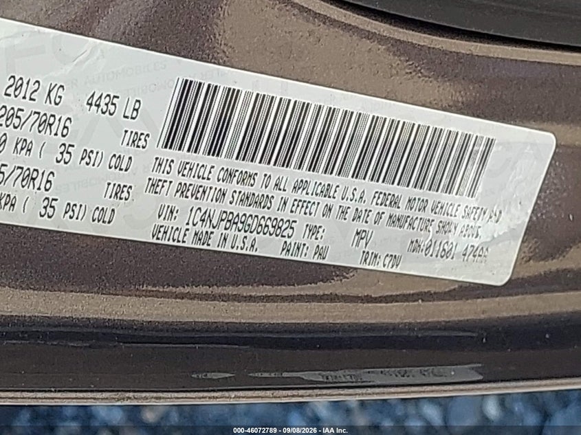 JEEP PATRIOT 2016 VIN 1C4NJPBA9GD669825
