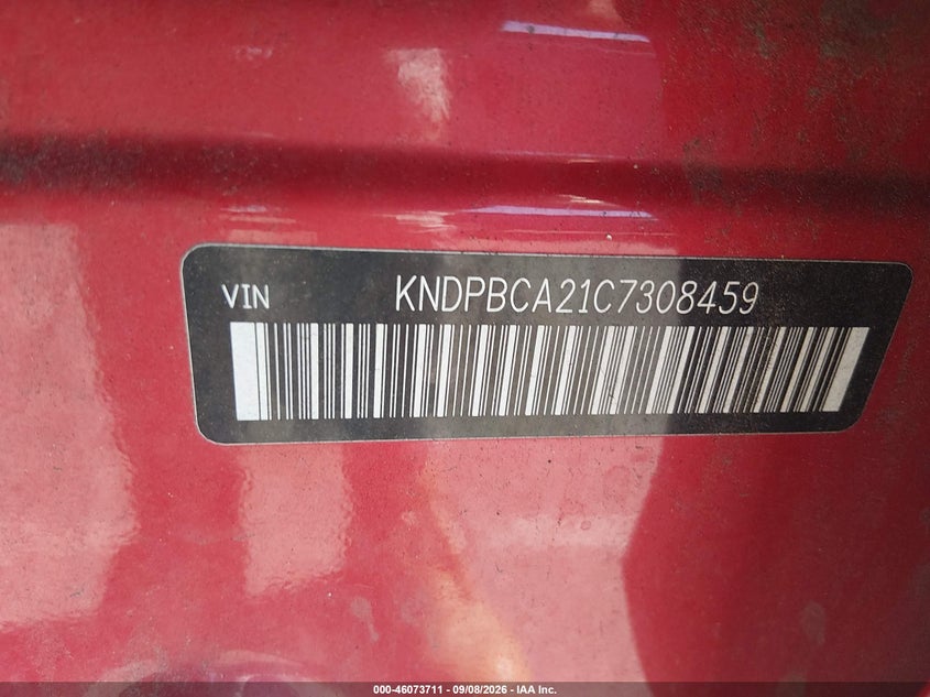 KIA SPORTAGE 2012 VIN KNDPBCA21C7308459