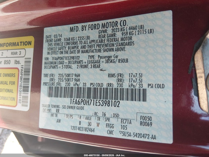 2014 FORD FUSION SE · Фото 9