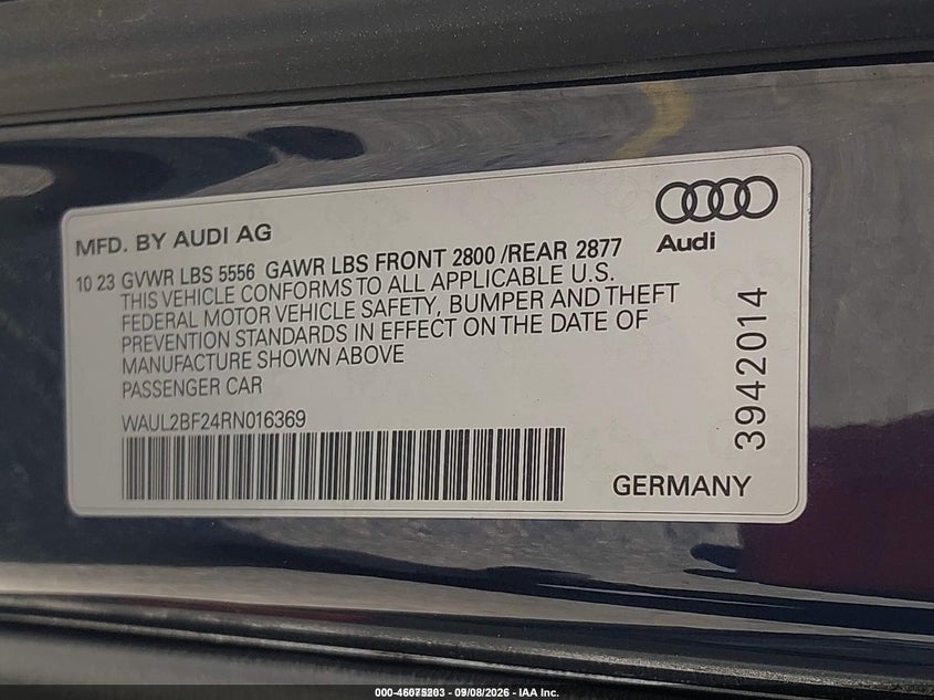 AUDI A6 2024 VIN WAUL2BF24RN016369