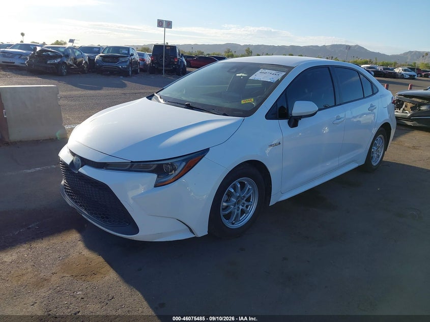 Vin: jtdebrbe2lj025140, lot: 46575032, toyota corolla hybrid le 20202