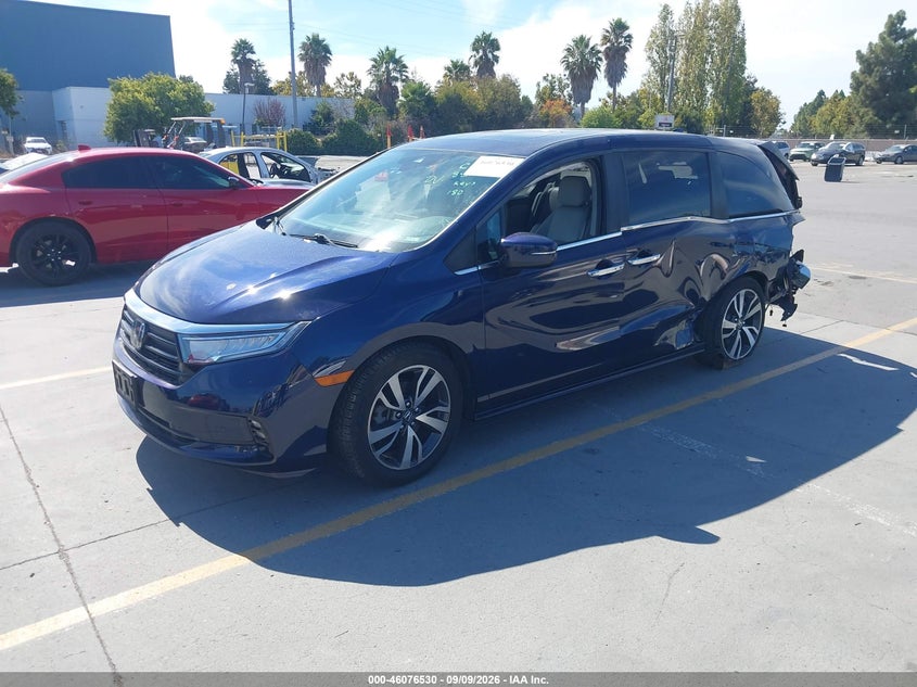 Vin: 5fnrl6h83nb025625, lot: 46576077, honda odyssey touring 20222