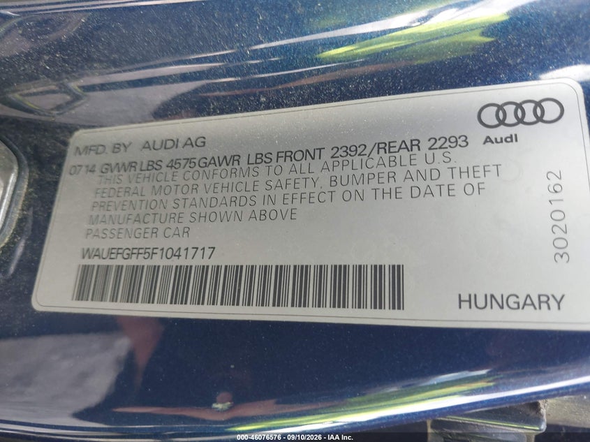 AUDI A3 2015 VIN WAUEFGFF5F1041717