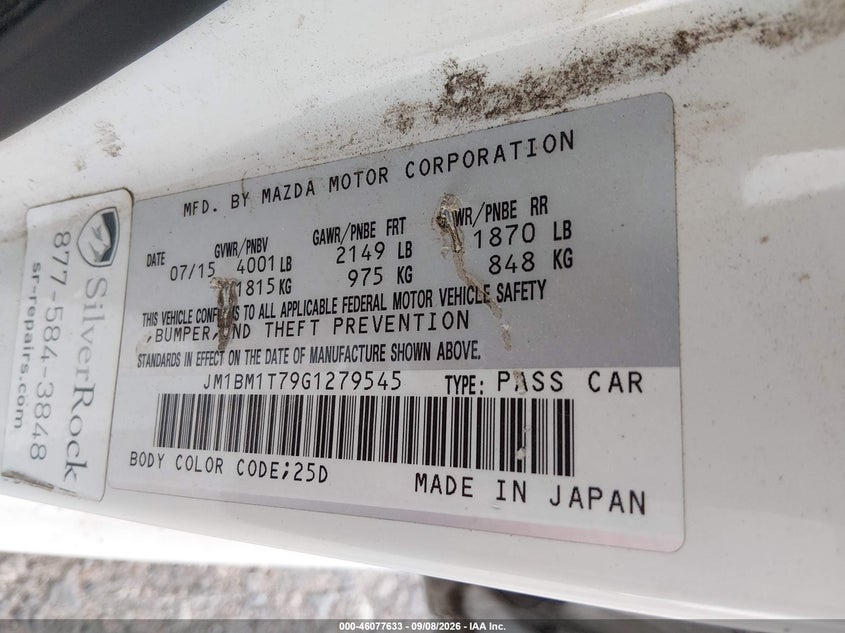 MAZDA MAZDA3 2016 VIN JM1BM1T79G1279545