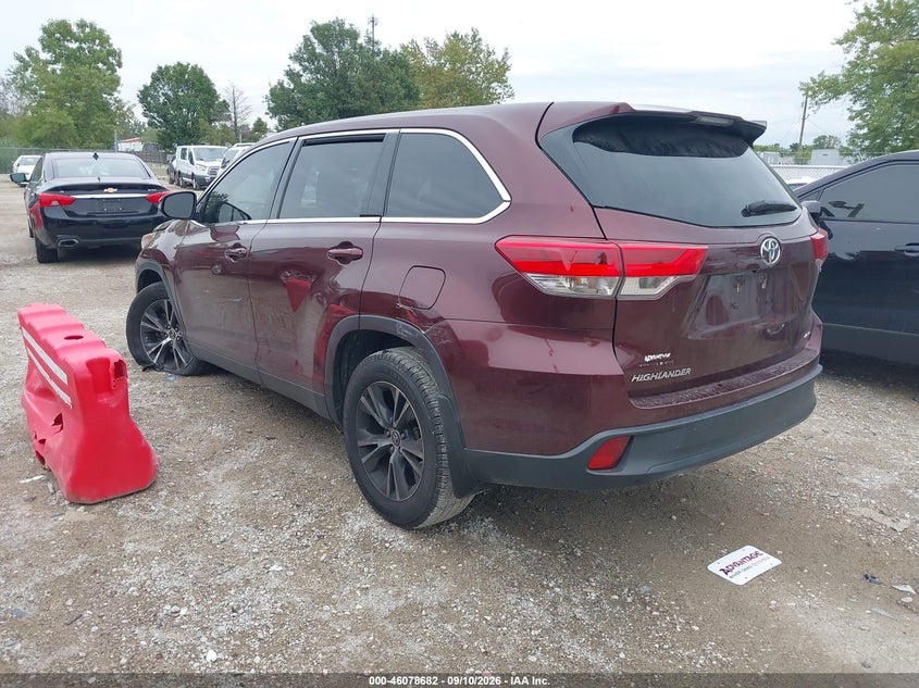 Vin: 5tdbzrfh1ks926102, lot: 46578229, toyota highlander le 20193