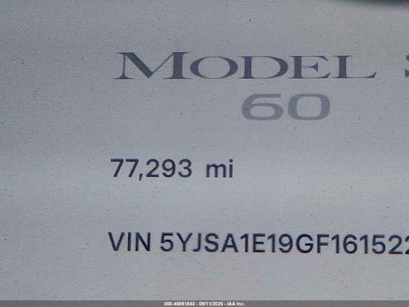 TESLA MODEL S 2016 VIN 5YJSA1E19GF161522