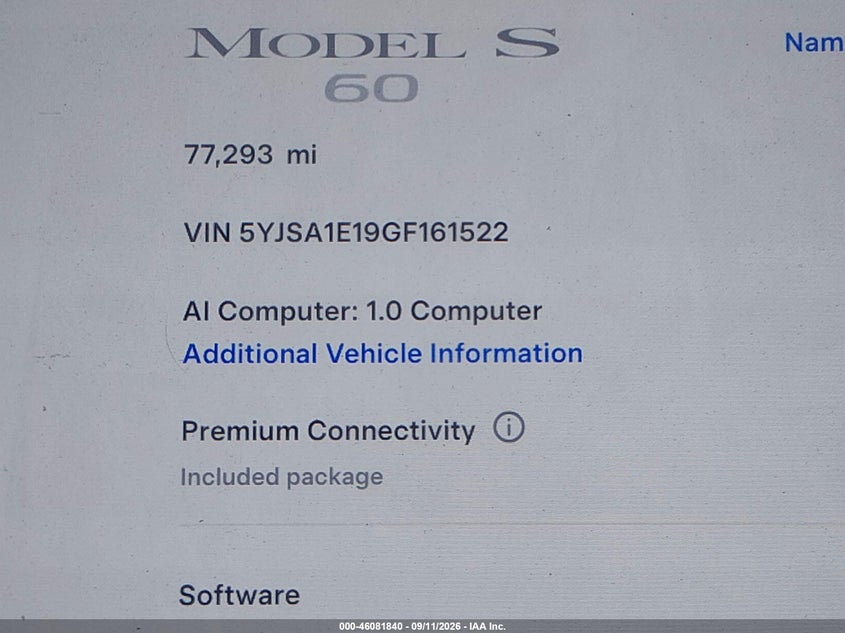 TESLA MODEL S 2016 VIN 5YJSA1E19GF161522