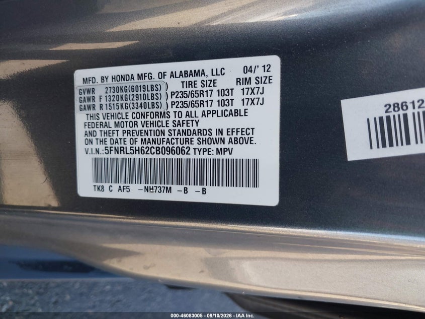 2012 HONDA ODYSSEY EX-L · Фото 9