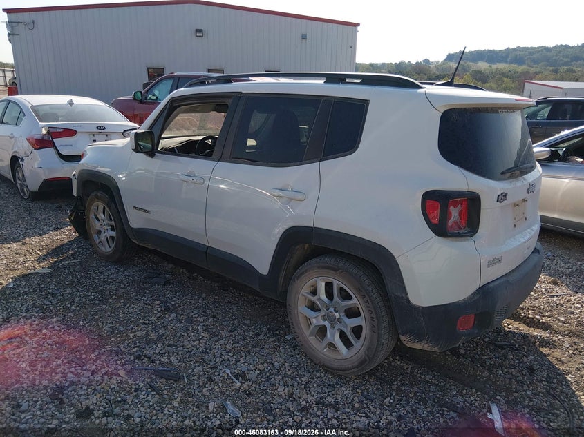 Vin: zaccjabbxjpj61527, lot: 46582711, jeep renegade latitude fwd 20183