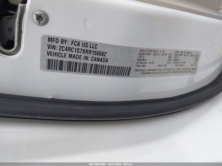 CHRYSLER PACIFICA HYBRID 2024 VIN 2C4RC1S7XRR156662