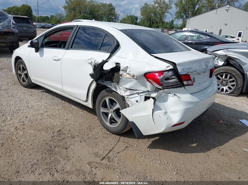 Vin: 19xfb2f73fe027715, lot: 46583549, honda civic se 20153
