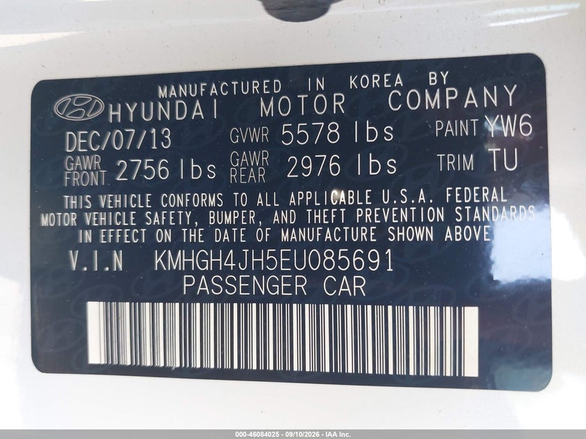 HYUNDAI EQUUS 2014 VIN KMHGH4JH5EU085691