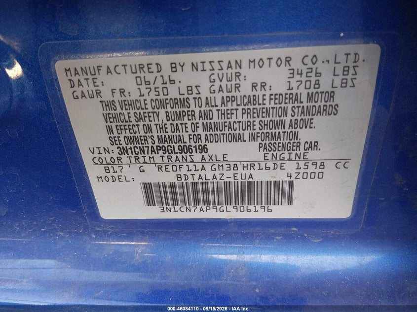 2016 NISSAN VERSA 1.6 S+ · Photo 9