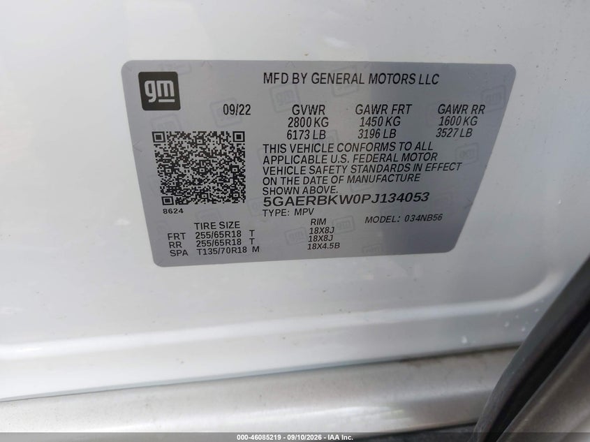 BUICK ENCLAVE 2023 VIN 5GAERBKW0PJ134053