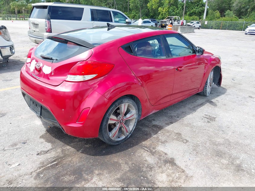 Vin: kmhtc6ad5cu077934, lot: 46585094, hyundai veloster base w/red/black 20124