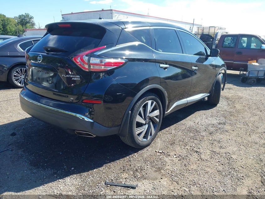 Vin: 5n1az2mh7gn126841, lot: 46585204, nissan murano platinum 20164