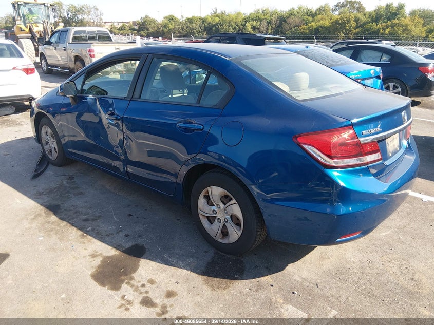 Vin: 2hgfb2f5xdh528814, lot: 46585261, honda civic lx 20133