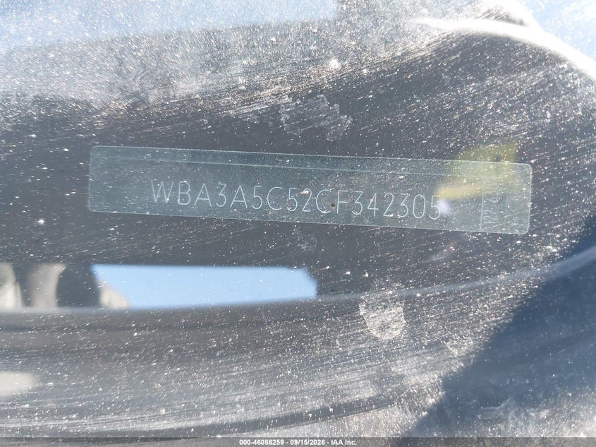BMW 328I 2012 VIN WBA3A5C52CF342305