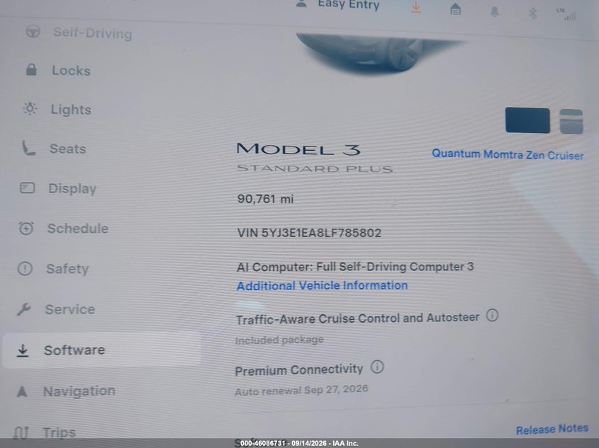 TESLA MODEL 3 2020 VIN 5YJ3E1EA8LF785802