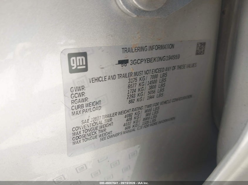 CHEVROLET SILVERADO 1500 LTD 2022 VIN 3GCPYBEK0NG194559