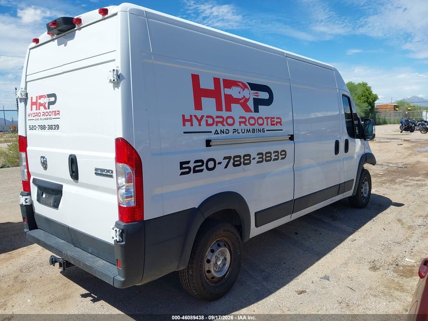 Vin: 3c6lrvdgxpe581281, lot: 46589044, ram promaster 2500 high roof 159 wb 20234