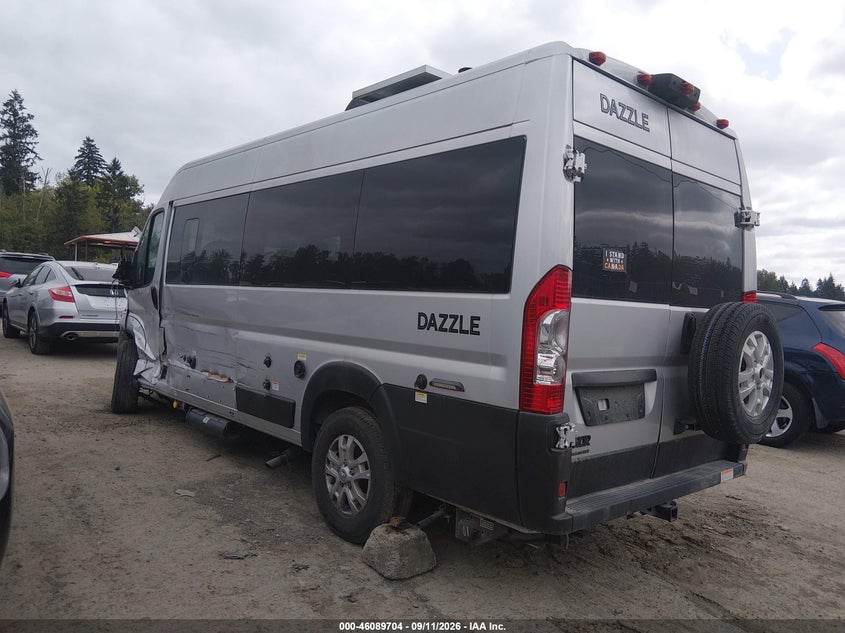Vin: 3c6mrvug8pe538451, lot: 46589311, ram promaster 3500 window van high roof 159 wb ext 20233