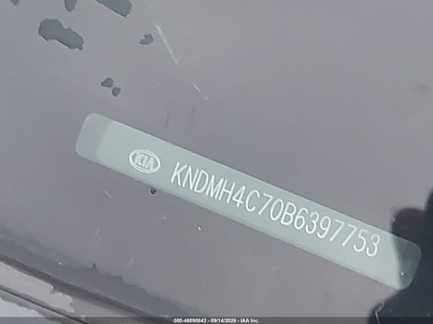 KIA SEDONA 2011 VIN KNDMH4C70B6397753
