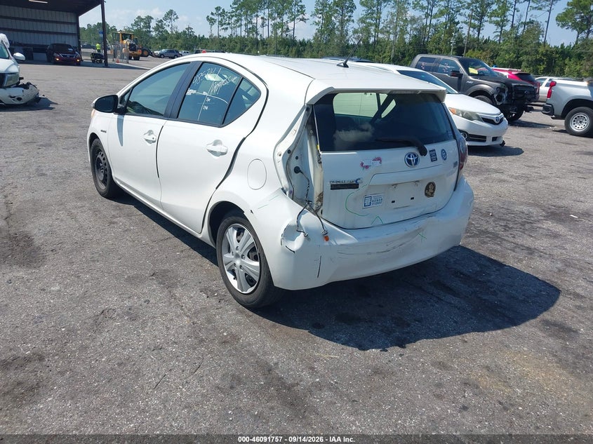 Vin: jtdkdtb32c1520866, lot: 46591363, toyota prius c two 20123