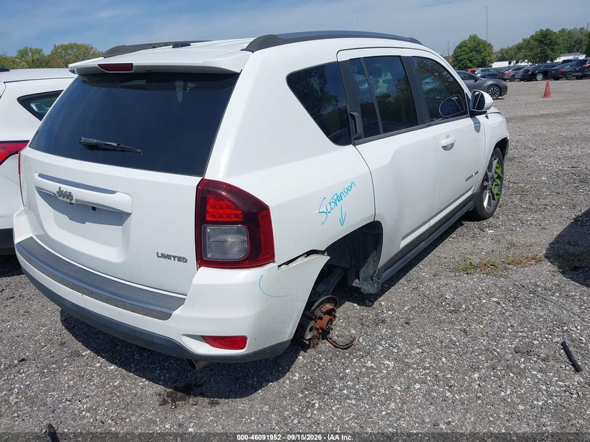 Vin: 1c4njccb5ed900507, lot: 46591559, jeep compass limited 20144