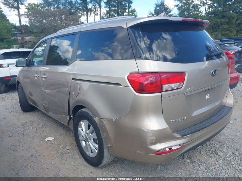 Vin: kndmb5c10f6034572, lot: 46592112, kia sedona lx 20153