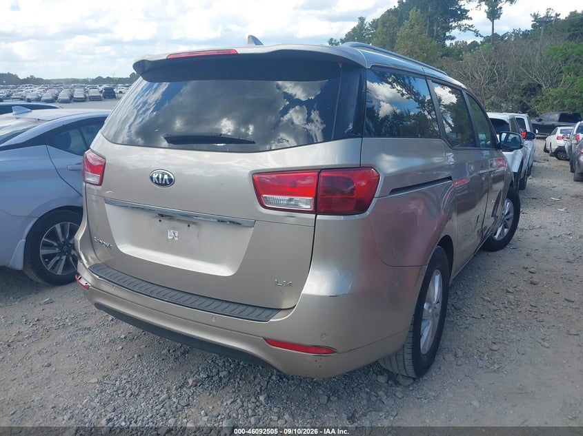 Vin: kndmb5c10f6034572, lot: 46592112, kia sedona lx 20154