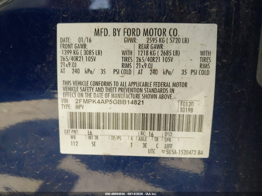 2016 FORD EDGE SPORT · Фото 9