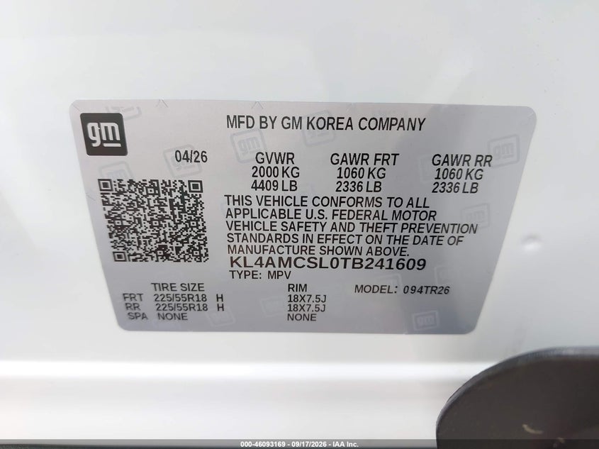 BUICK ENCORE GX 2026 VIN KL4AMCSL0TB241609