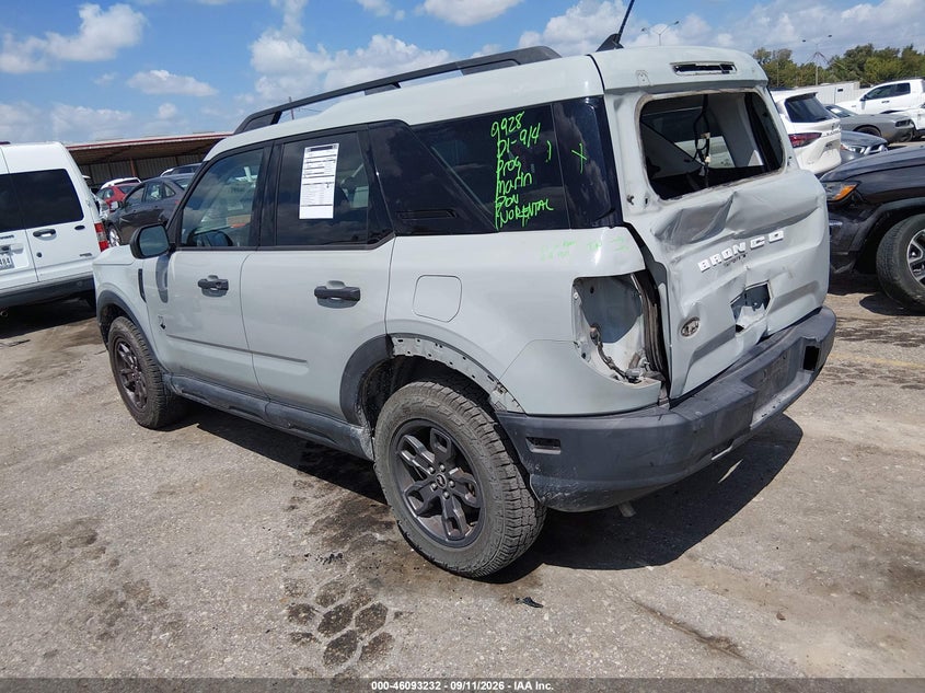 Vin: 3fmcr9b6xmra60989, lot: 46592839, ford bronco sport big bend 20213