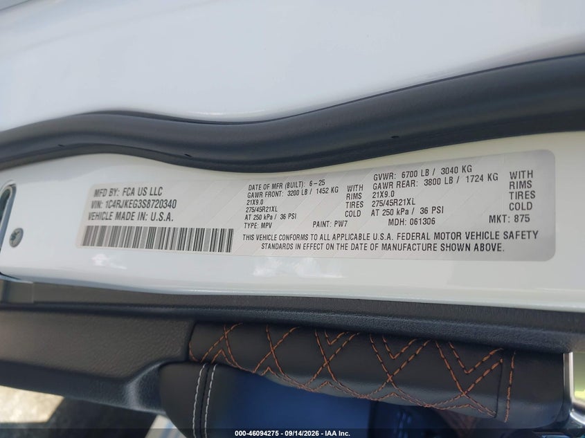 JEEP GRAND CHEROKEE L 2025 VIN 1C4RJKEG3S8720340