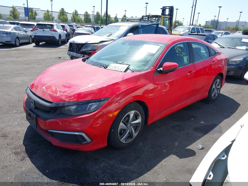 2019 Honda Civic, Right Rear, IAAI, VIN 2HGFC2F69KH531092 — photo 2