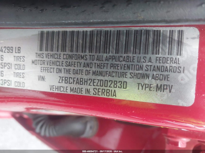 FIAT 500L 2014 VIN ZFBCFABH2EZ002830