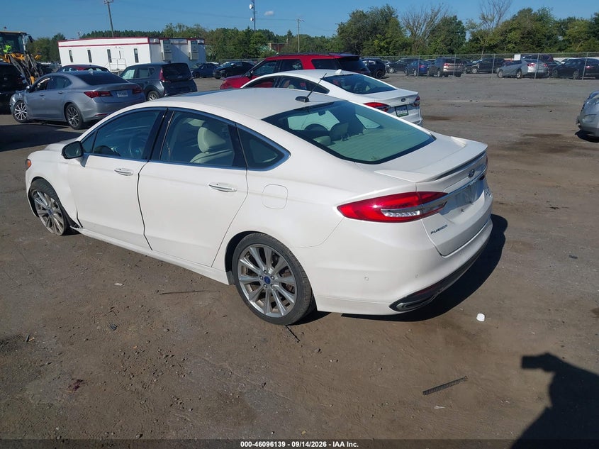 Vin: 3fa6p0k9xhr161779, lot: 46595797, ford fusion platinum 20173