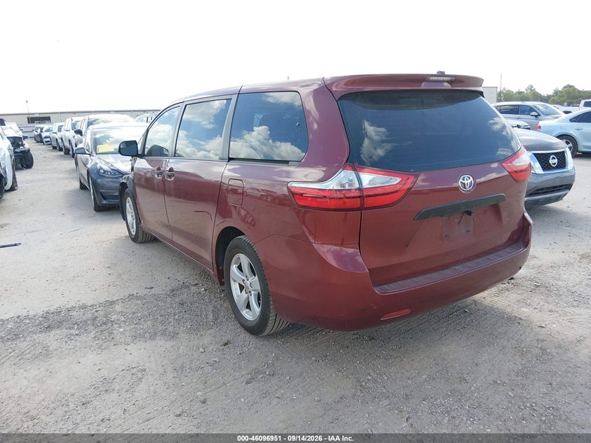 Vin: 5tdzk3dc9fs687136, lot: 46596609, toyota sienna l 7 passenger 20153