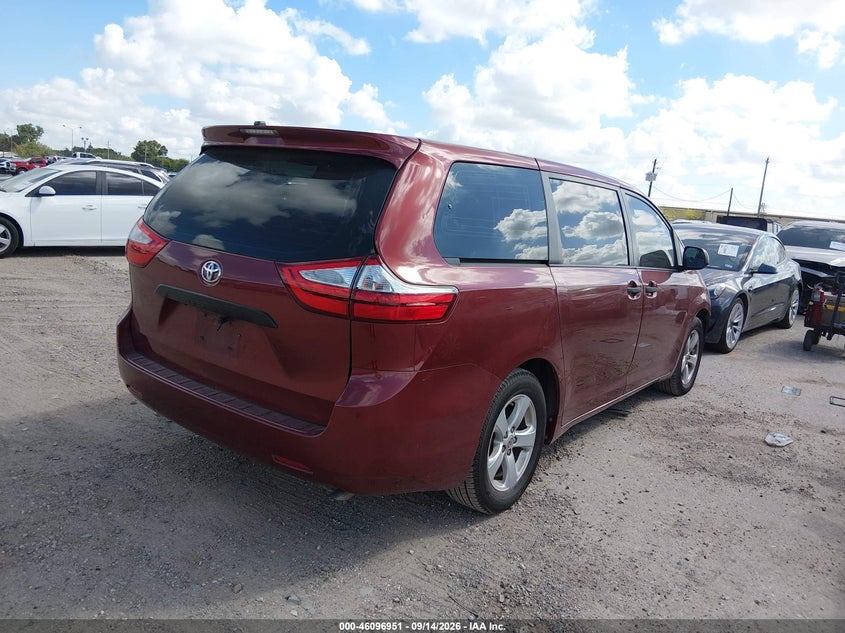 Vin: 5tdzk3dc9fs687136, lot: 46596609, toyota sienna l 7 passenger 20154