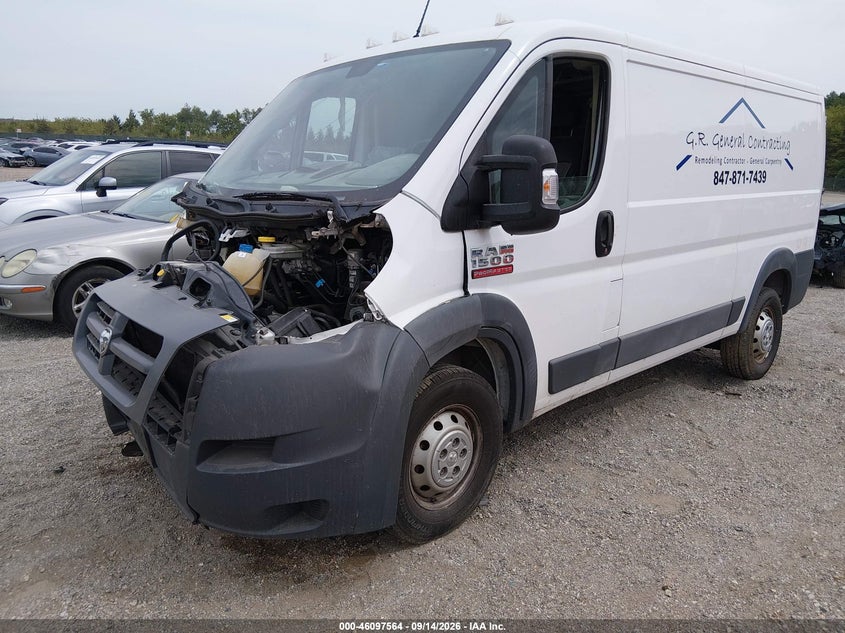 Vin: 3c6trvagxhe526514, lot: 46597223, ram promaster 1500 low roof 136 wb 20172
