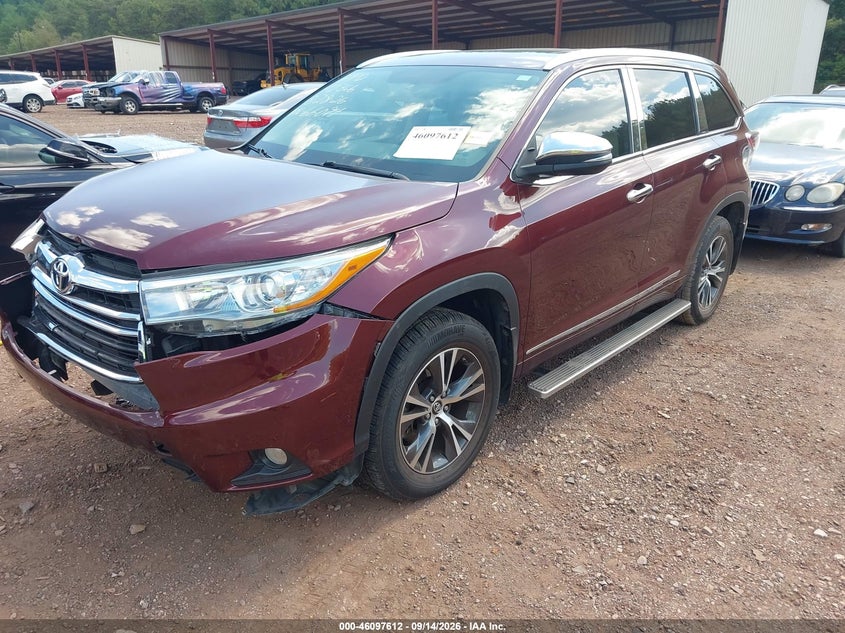 Vin: 5tdkkrfh2gs166094, lot: 46597271, toyota highlander xle v6 20162