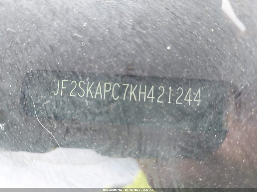 SUBARU FORESTER 2019 VIN JF2SKAPC7KH421244