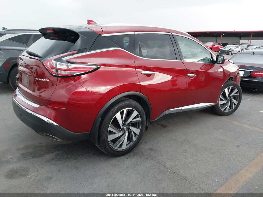 Vin: 5n1az2mg0jn190069, lot: 46598539, nissan murano platinum 20184