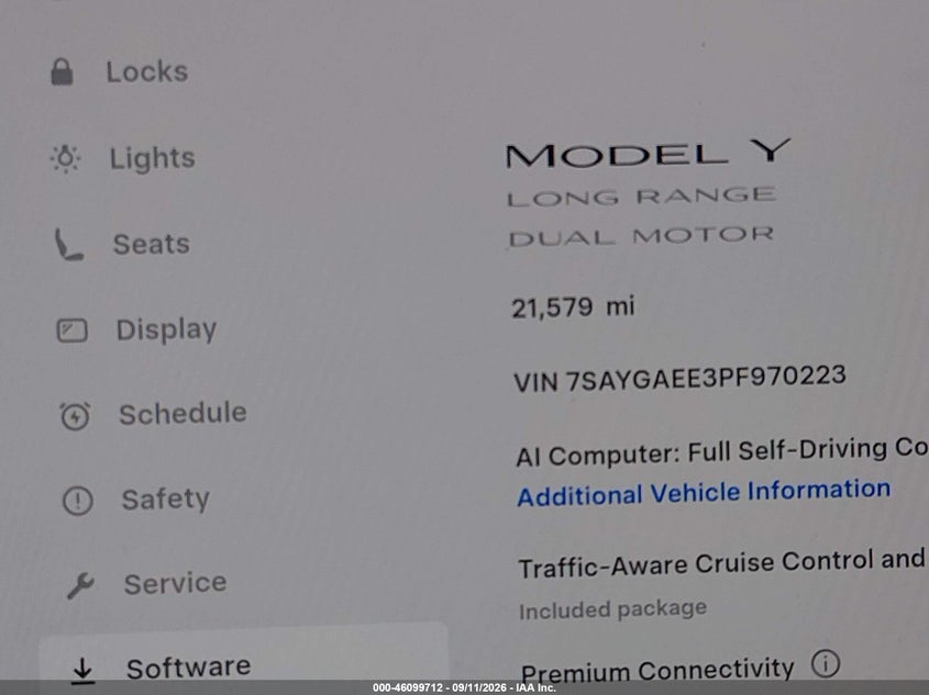 TESLA MODEL Y 2023 VIN 7SAYGAEE3PF970223