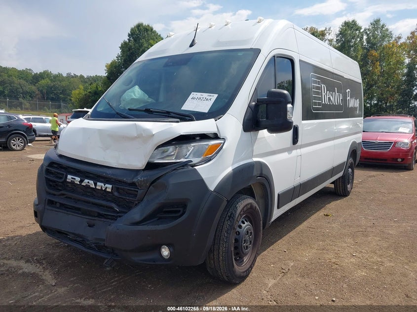 Vin: 3c6lrvdg1se558139, lot: 46601923, ram promaster 2500 tradesman high roof 159 wb w/pass seat 20252