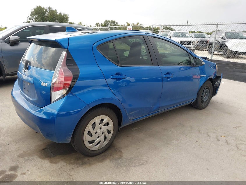 Vin: jtdkdtb39g1132250, lot: 46602704, toyota prius c one 20164