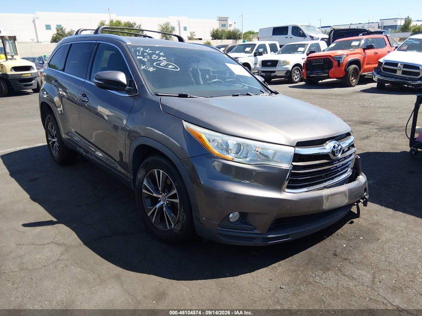 Vin: 5tdkkrfh0gs179846, lot: 46604232, toyota highlander xle v6 2016 img_1